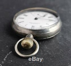 Antique Victorian sterling silver Waltham pocket watch, working