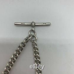 Antique Victorian sterling silver signed Albert pocket watch chain shield fob
