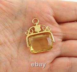 Antique / Vintage 9Ct Gold And Citrine Swivel / Spinner Fob / Pendant