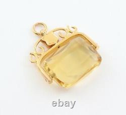 Antique / Vintage 9Ct Gold And Citrine Swivel / Spinner Fob / Pendant