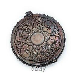 Antique Vintage Art Nouveau 925 Sterling Silver Chased Pocket Watch Case Pendant