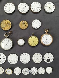 Antique & Vintage Lge Lot Pocket Watches Movements Enamel Faces Rares AF
