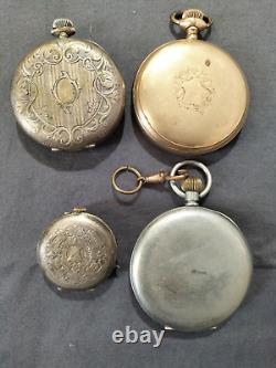 Antique & Vintage Lge Lot Pocket Watches Movements Enamel Faces Rares AF