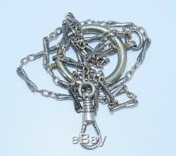 Antique Vintage Niello 800 Silver twisted knot link Fob Pocket Watch Chain 18