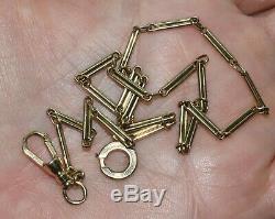 Antique Vtg 14K Gold Pocket Watch Chain Bar Links 14 3/4 10 grams