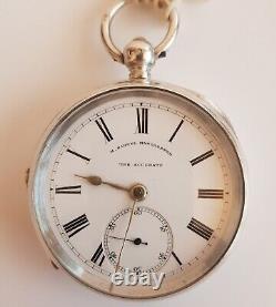 Antique WORKING Solid Silver Pocket Watch H. Samuel'The Accurate' 1894 with Key