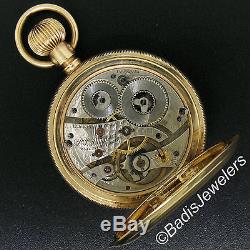 Antique Waltham 1908 16S 17J Pocket Watch in Etched 14K Yellow Gold Hunter Case