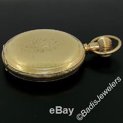 Antique Waltham 1908 16S 17J Pocket Watch in Etched 14K Yellow Gold Hunter Case