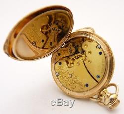 Antique Waltham Ladies Pocket Watch 14K Gold Solid Hunter Case Model 1891