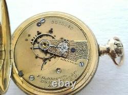 Antique Waltham R. E. Robbins 14K Gold Plated Hunter Pocket Watch Chain Rare