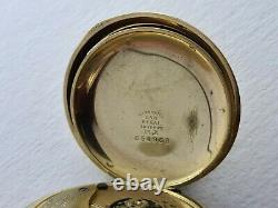 Antique Waltham R. E. Robbins 14K Gold Plated Hunter Pocket Watch Chain Rare