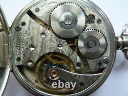 Antique Waltham open face pocket watch 7jewels just serviced sterling silver