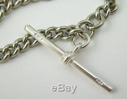 Antique White Metal Watch Chain with Sterling Silver T Bar LAYBY AVA