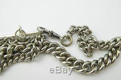Antique White Metal Watch Chain with Sterling Silver T Bar LAYBY AVA