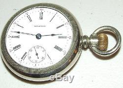 Antique Working 1883 WALTHAM 18s Silver Victorian 17J Railroad RR Pocket Watch