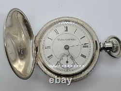 Antique Working 1890 COLUMBUS Victorian Full Hunter Coin Silver Pocket Watch 18s