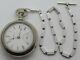 Antique Working 1904 Elgin Large Gents Silver Victorian Pocket Watch 18s Withchain