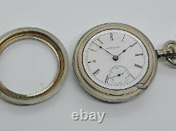 Antique Working 1904 ELGIN Large Gents Silver Victorian Pocket Watch 18s withChain