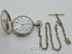 Antique Working 1908 ELGIN Sterling Silver 15J Full Hunter RR Pocket Watch 18s