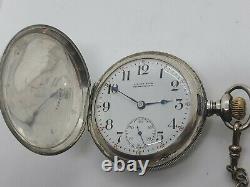 Antique Working 1908 ELGIN Sterling Silver 15J Full Hunter RR Pocket Watch 18s