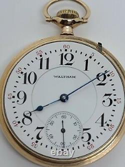 Antique Working WALTHAM Model 1908 Gold GF Vanguard 23J Railroad RR Pocket Watch