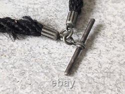 Antique Woven Braided Hair Mourning Watch Fob Chain Bloodstone Fob 14 Inch