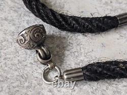 Antique Woven Braided Hair Mourning Watch Fob Chain Bloodstone Fob 14 Inch