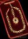Antique And Very Rare Solid Gold Pocket Watch Chain. Original Case. 19th Century