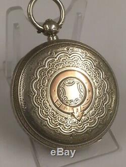 Antique c1897 Chester Silver Fusee Pocket Watch 55mm (Working) But Missing Glass