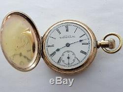 Antique c1924 Waltham 10ct Gold/P Full Hunter Pocket Watch Working Rare