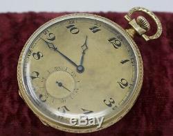 Antique c. 1920 Deco IWC Schaffhausen 14k Solid Gold Pocket Watch