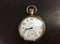 Antique c. 1920s 10Ct Gold Plated Federal Swiss Made Open Face Pocket Watch