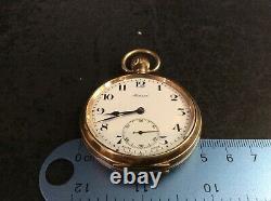 Antique c. 1920s 10Ct Gold Plated Federal Swiss Made Open Face Pocket Watch