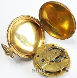 Antique fusee Pocket Watch 1800's Robert Fletcher Gold Plated Verge