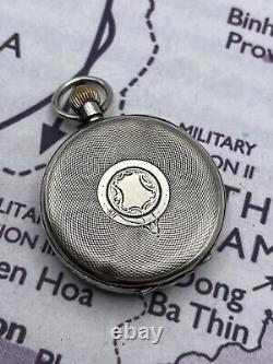 Antique gents military style 925 sterling silver pocket watch 66 Grams