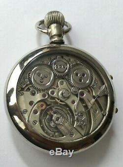 Antique leopold huguenin locle pocket watch double chronograph Jump Seconds