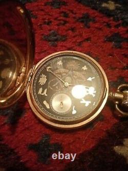 Antique masonic pocket watch gold filled 1919 symbolic Dial mint working cond