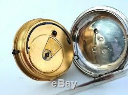 Antique mid 19thC 1841 solid silver English fusee pocket Patent watch. Working