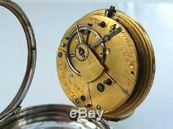 Antique mid 19thC 1841 solid silver English fusee pocket Patent watch. Working