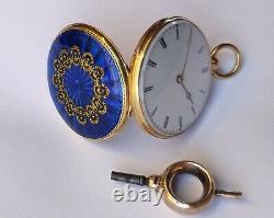 Antique miniature enamel watch. 18k gold. Antiguo reloj miniatura esmaltado. Oro