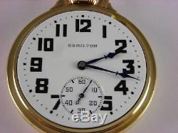 Antique original 16s Hamilton 992B Rail Road pocket watch 1942. 21j. Nice case