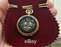 Antique pocket watch Mermod Freres Geneve gold/enamel/diamonds