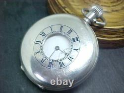 Antique pocket watch solid silver Victorian Swiss Half Hunter