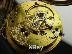 Antique rare Savage 2-pin English Lever Fusee key wind pocket watch. 14 jewels