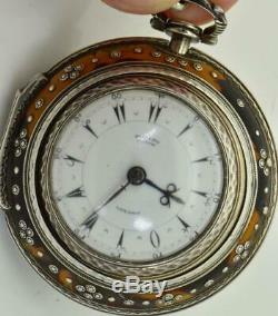 Antique silver&enamel triple case Edward Prior Verge Fusee watch. Ottoman market