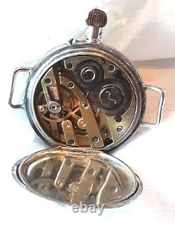 Antique silver military pocket watch c1914 converted to wrist WORKING WELL