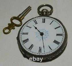 Antique silver open face fob watch. Working. C 1890 Europe