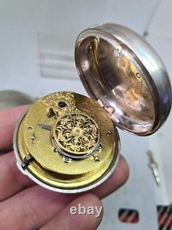 Antique silver pair cased fusee verge Eldone London pocket watch 1843 re2310 WithO