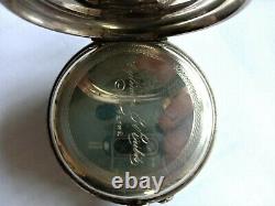 Antique, silver pocket watch. J. I. H. Cylindre movt. Working. Needs attention