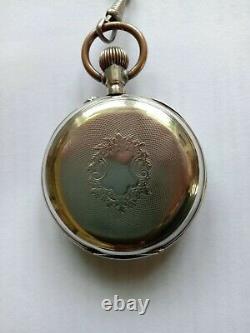 Antique, silver pocket watch. J. I. H. Cylindre movt. Working. Needs attention